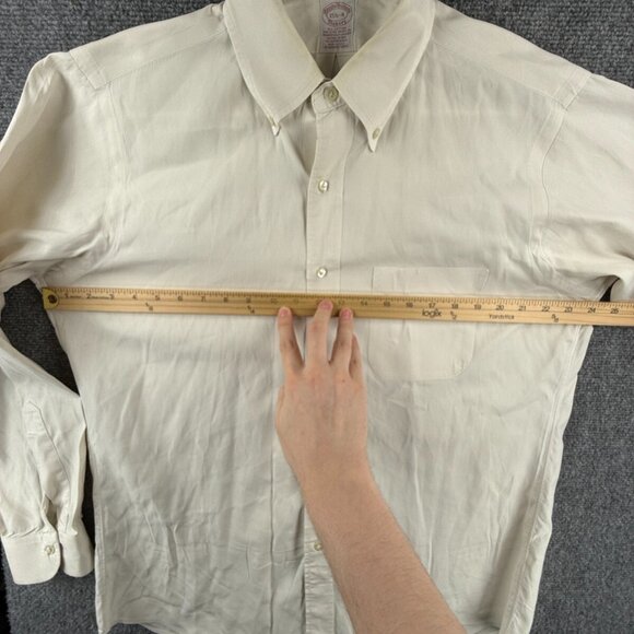 VTG Brooks Brothers Makers Yellow 15.5 34 Long Sleeve Button Up Made USA Cotton* - Picture 6 of 16
